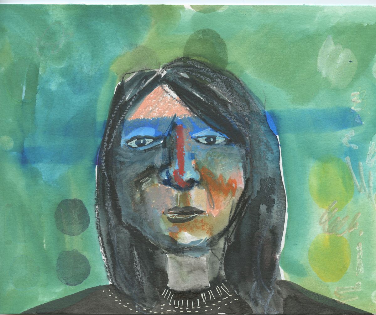 Native American Woman on Swatch Sheet