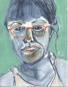 Blue Girl with Orange Glasses