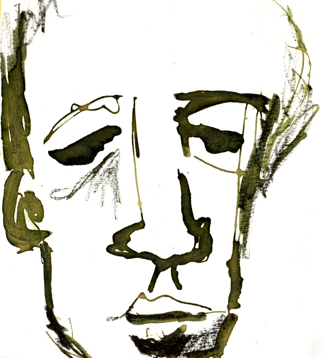 Tired man line drawing