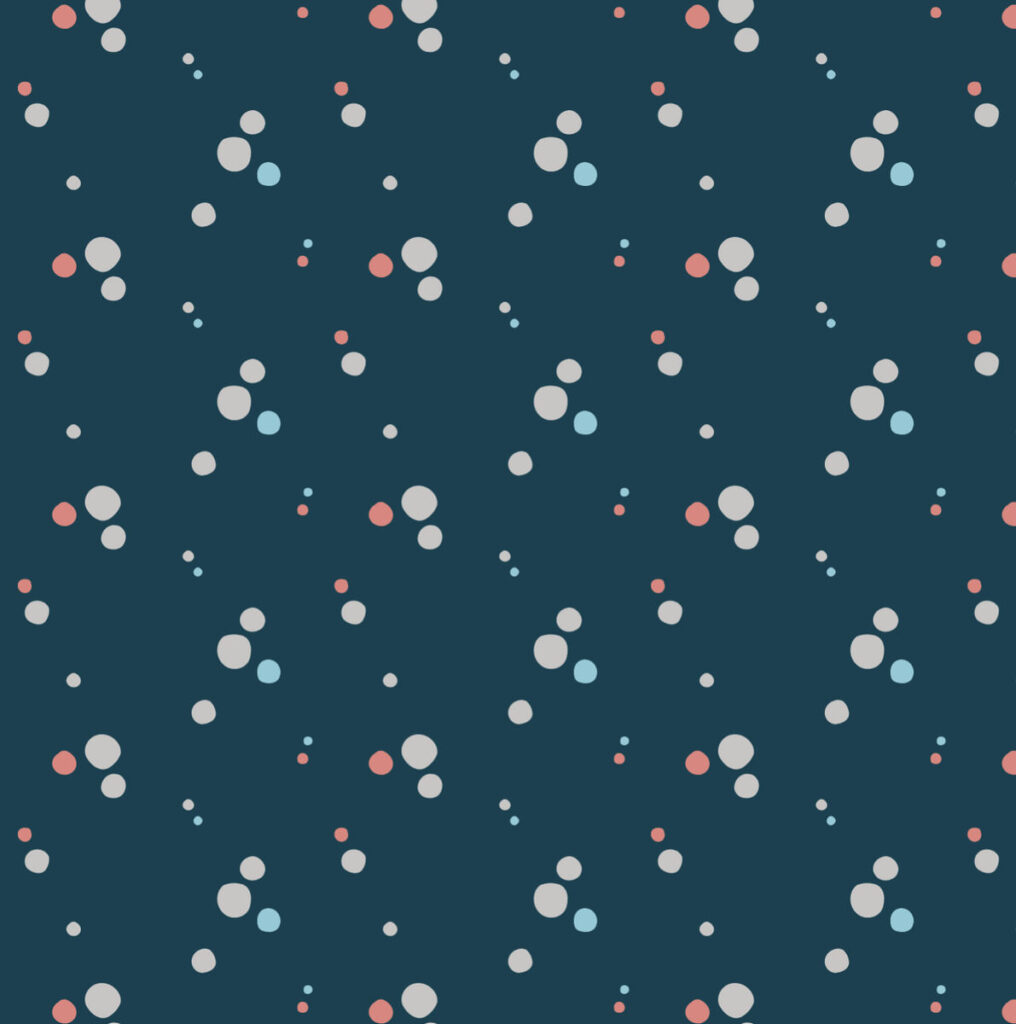 Natural circles Coral & Grey on Navy