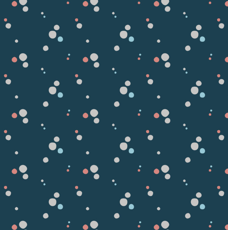 Natural circles Coral & Grey on Navy
