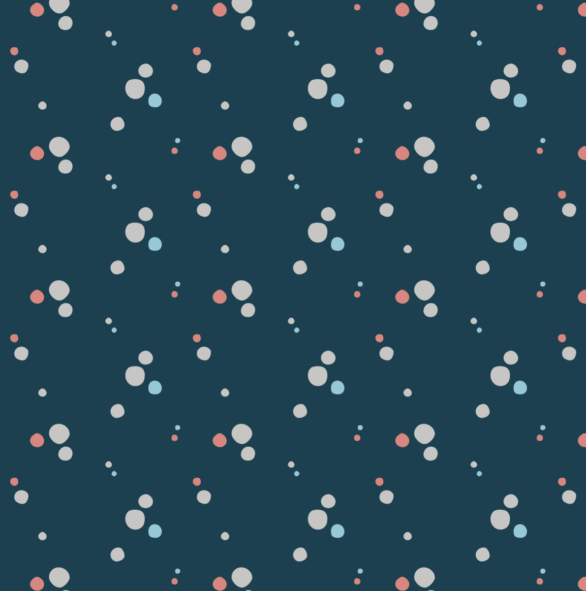 Natural circles Coral & Grey on Navy