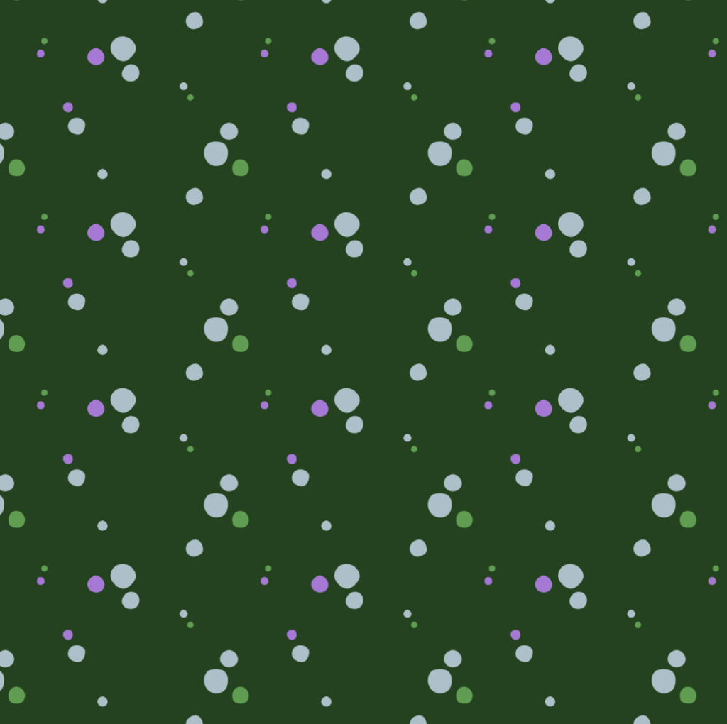 Natural circles Purple & Light Blue-Grey on Forest Green