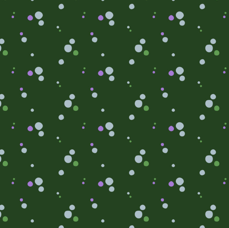 Natural circles Purple & Light Blue-Grey on Forest Green