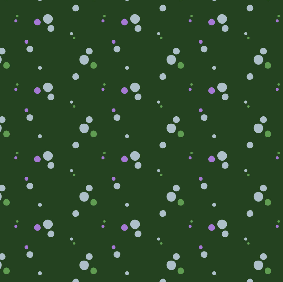 Natural circles Purple & Light Blue-Grey on Forest Green