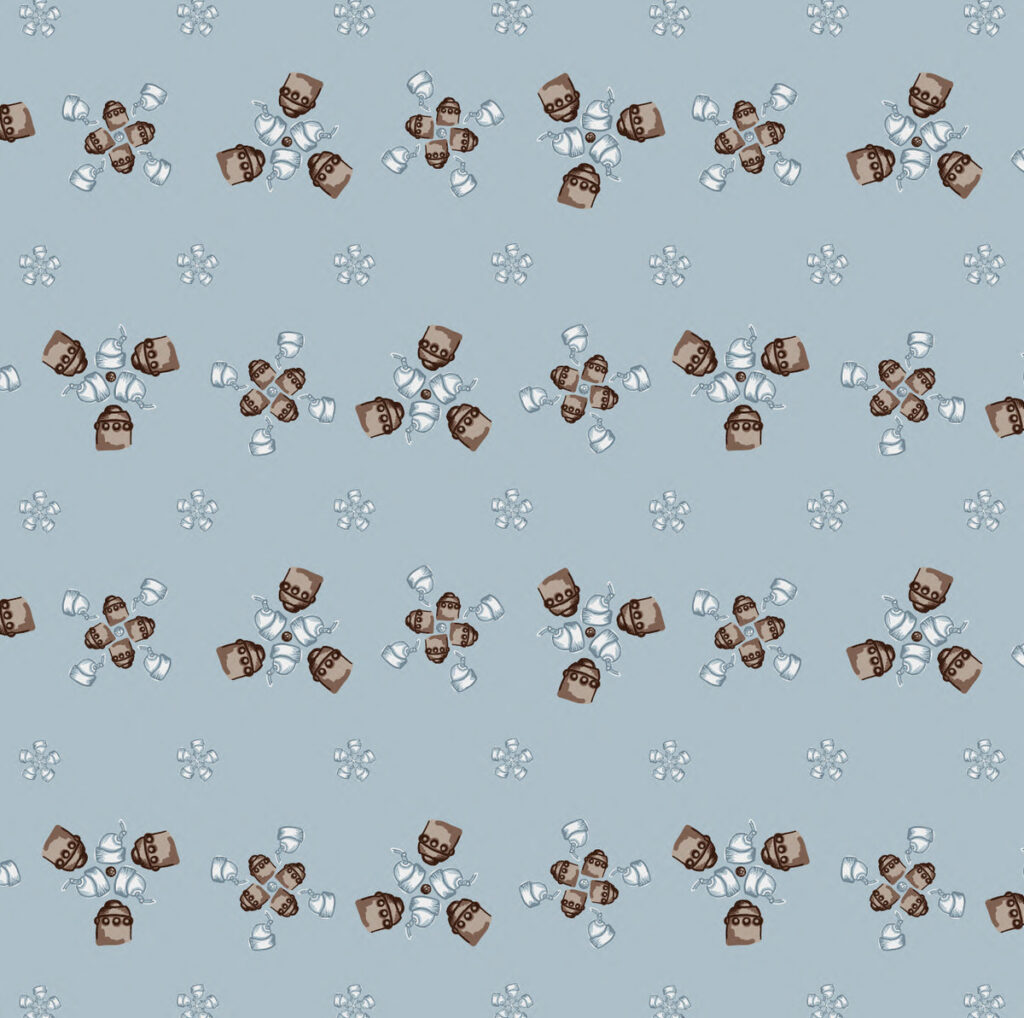 Robot Parts Flower blue brown