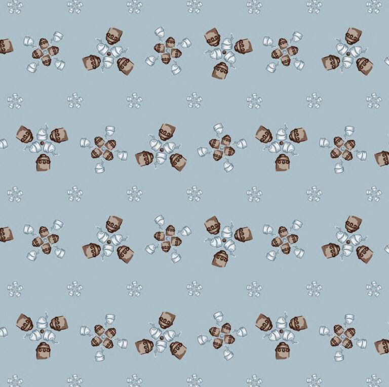 Robot Parts Flower blue brown