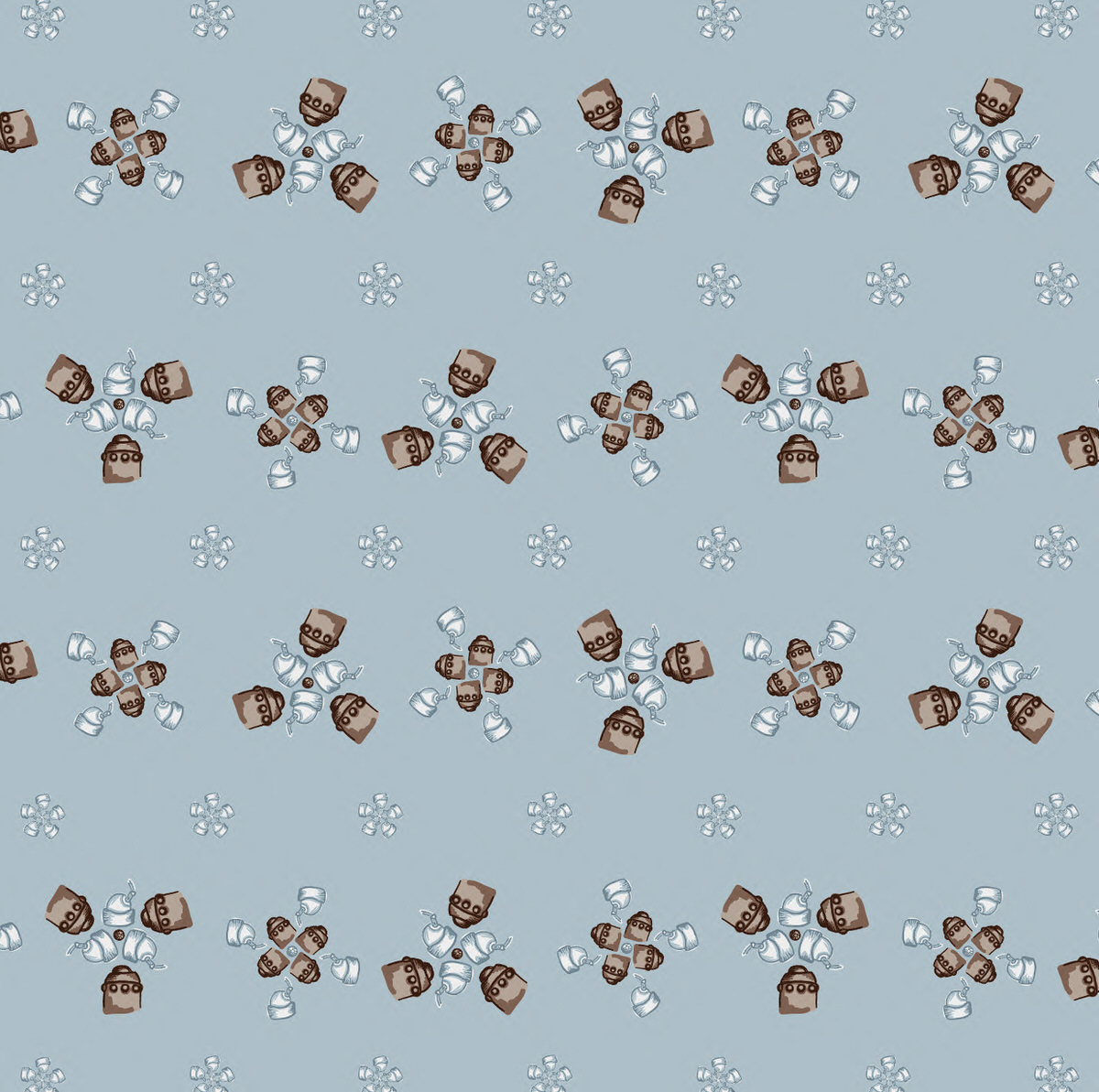 Robot Parts Flower blue brown