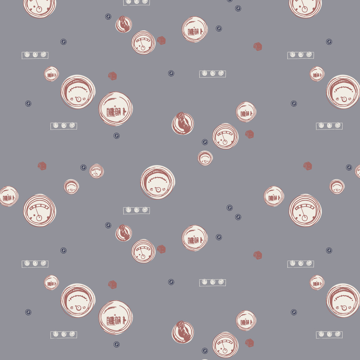 gears and gauges coral and grey