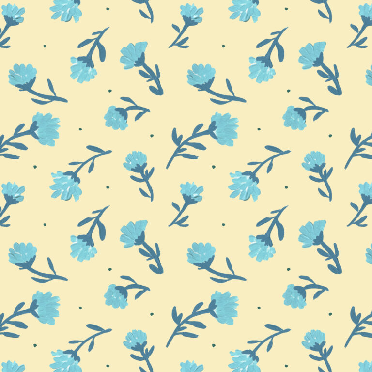 blue flowers toss on soft yellow
