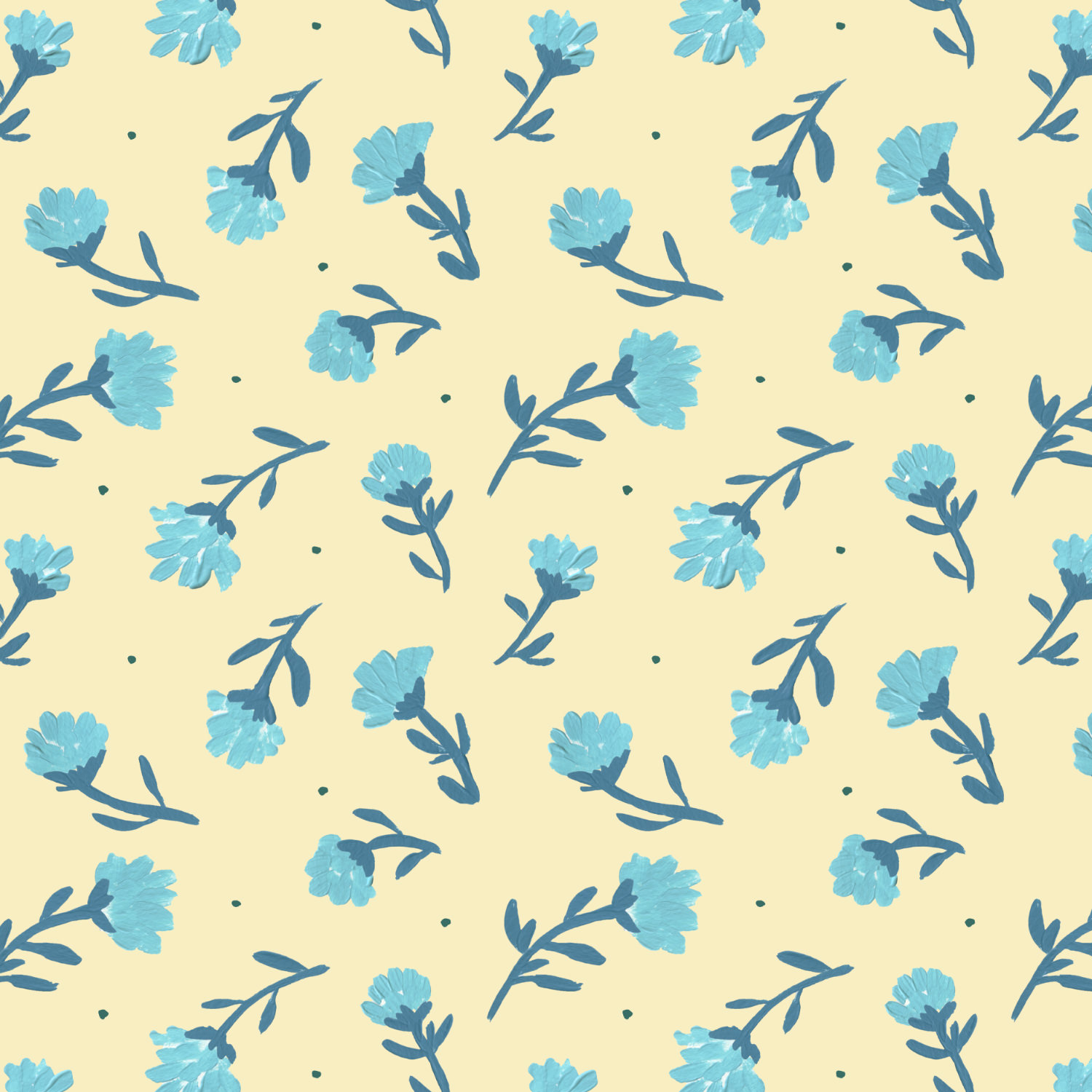 blue flowers toss on soft yellow