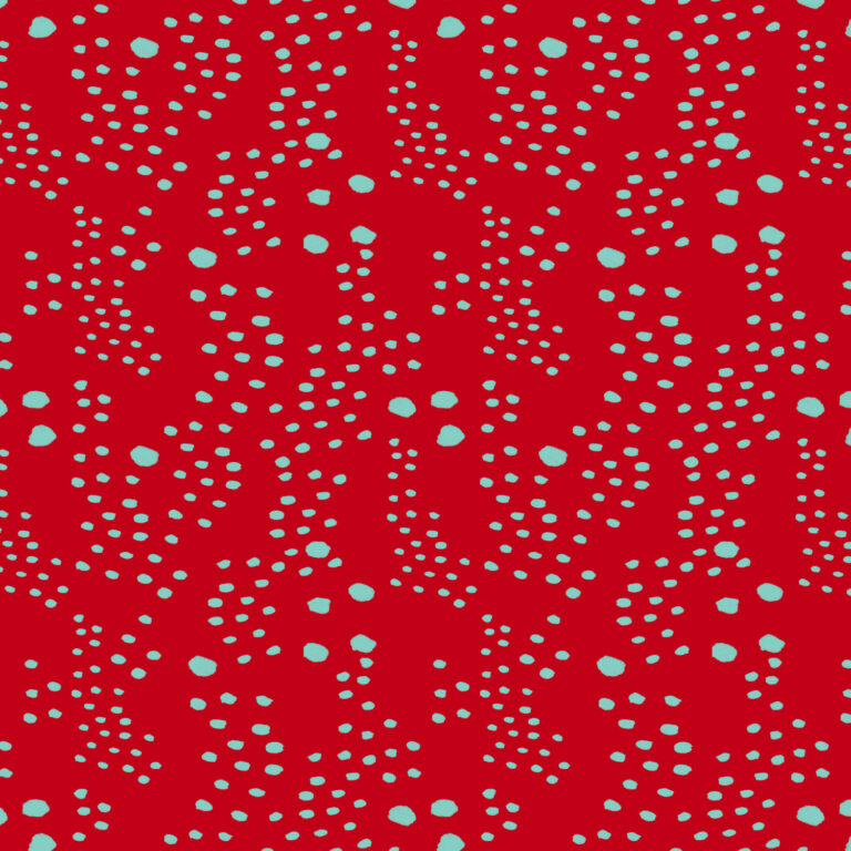 marks in organic shapes on red