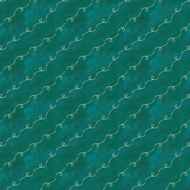 cream scribble loops on teal green painted background
