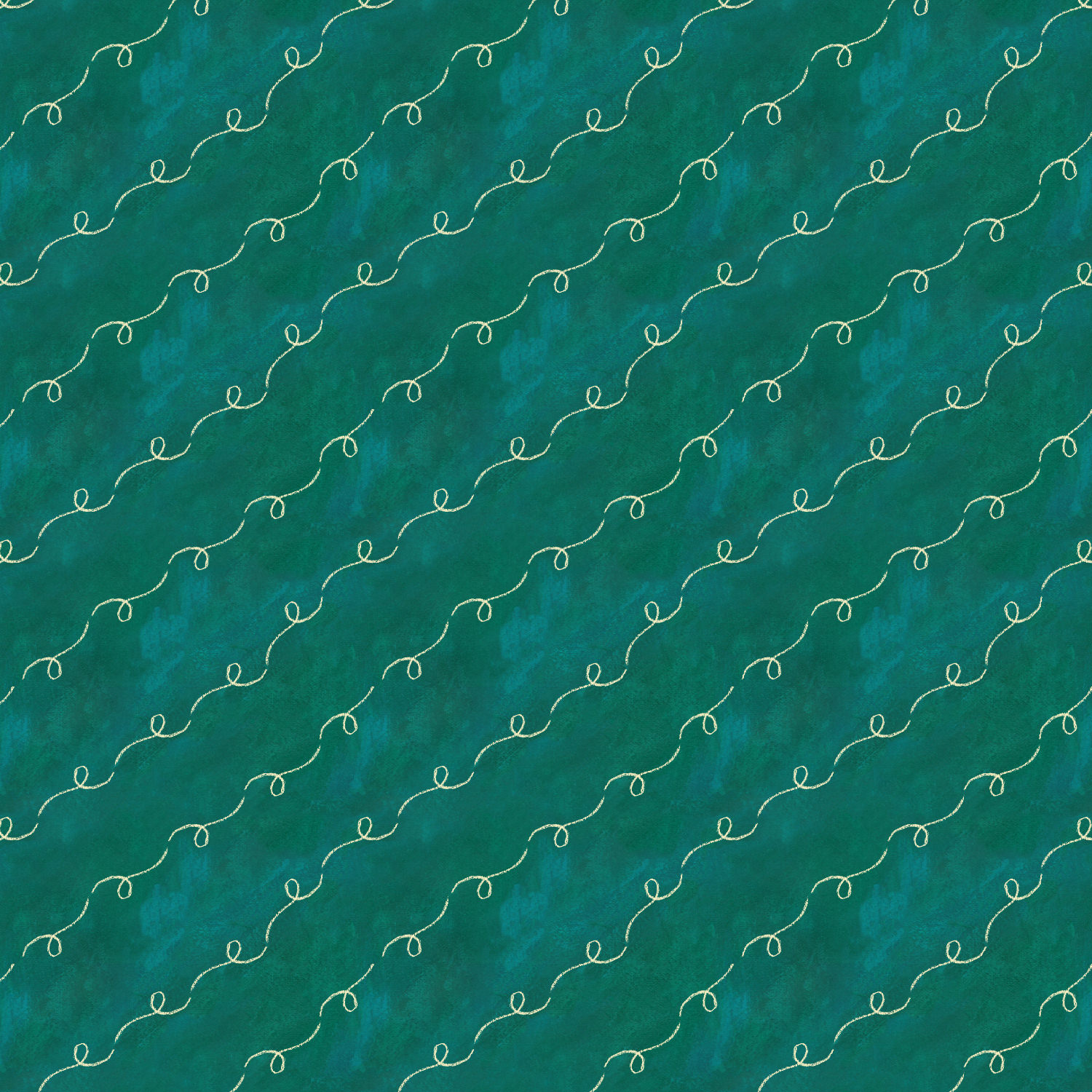 cream scribble loops on teal green painted background