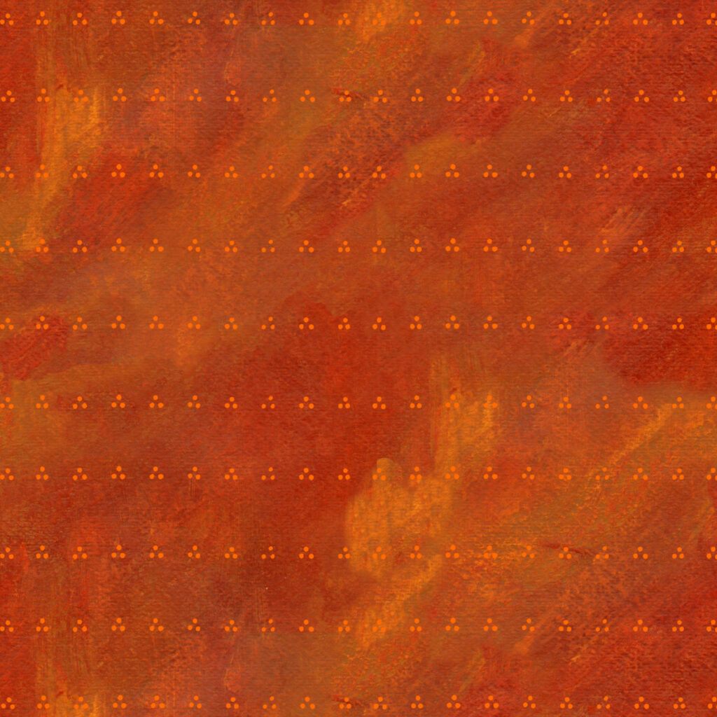 abstract copa floral lighter rust painted background with three dots as stripe