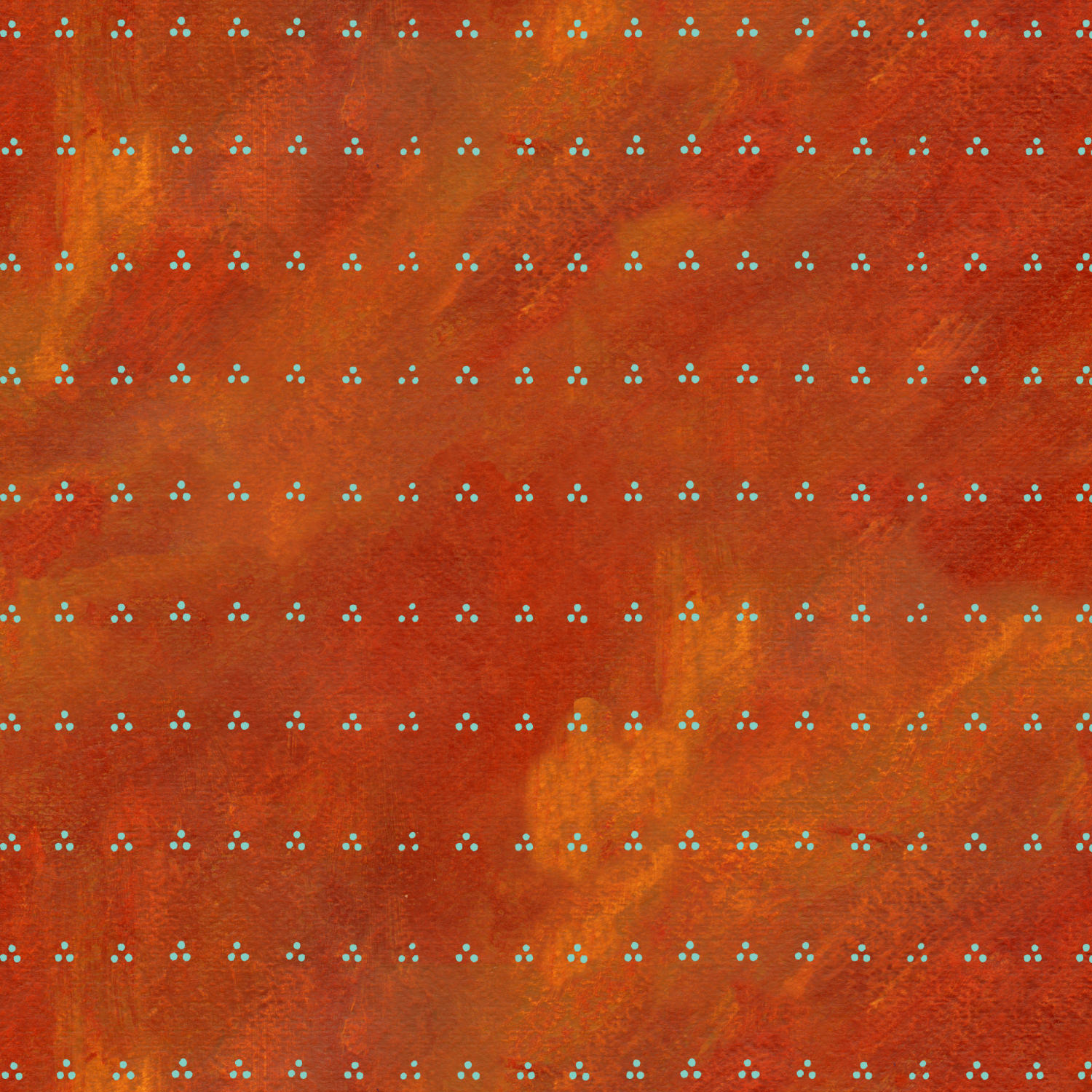 abstract copa floral lighter rust painted background with three teal dots as stripe