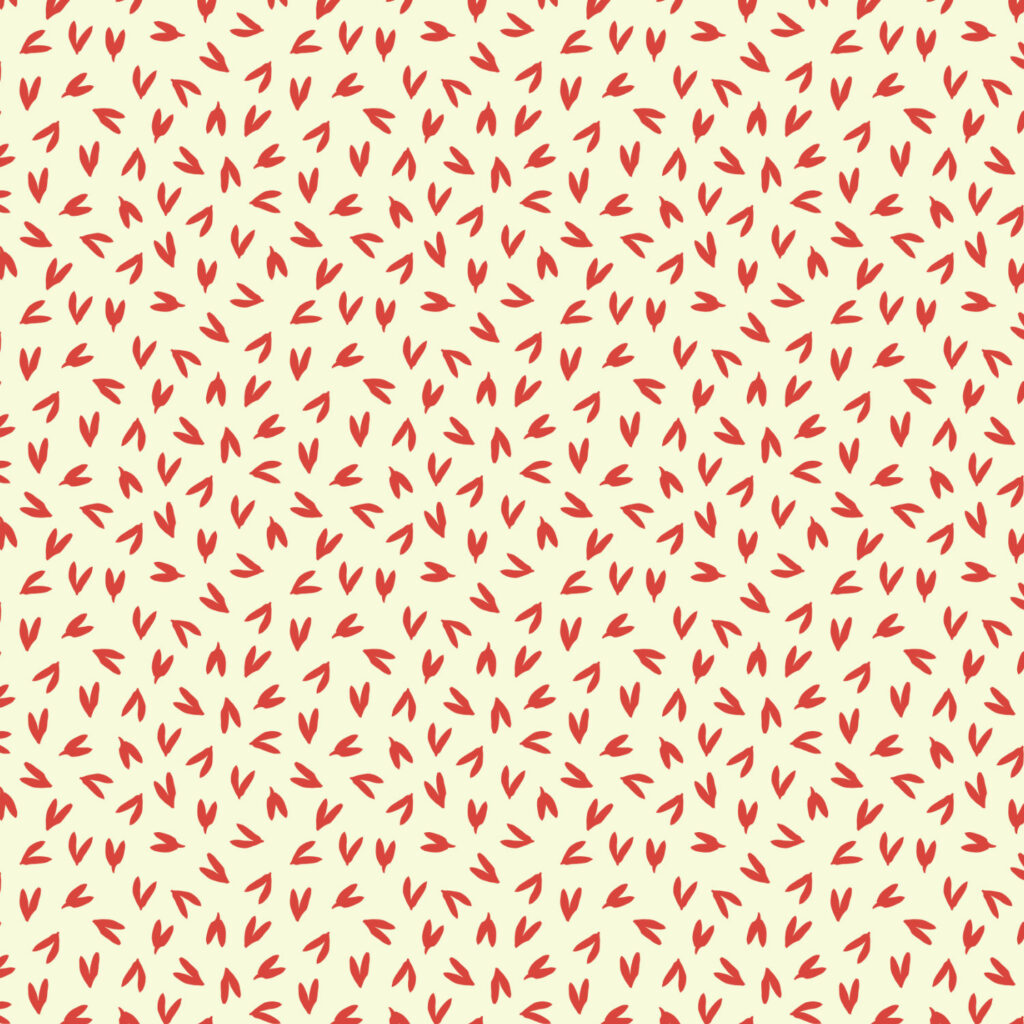 Prairie Cherry cream background with red leaves or hearts