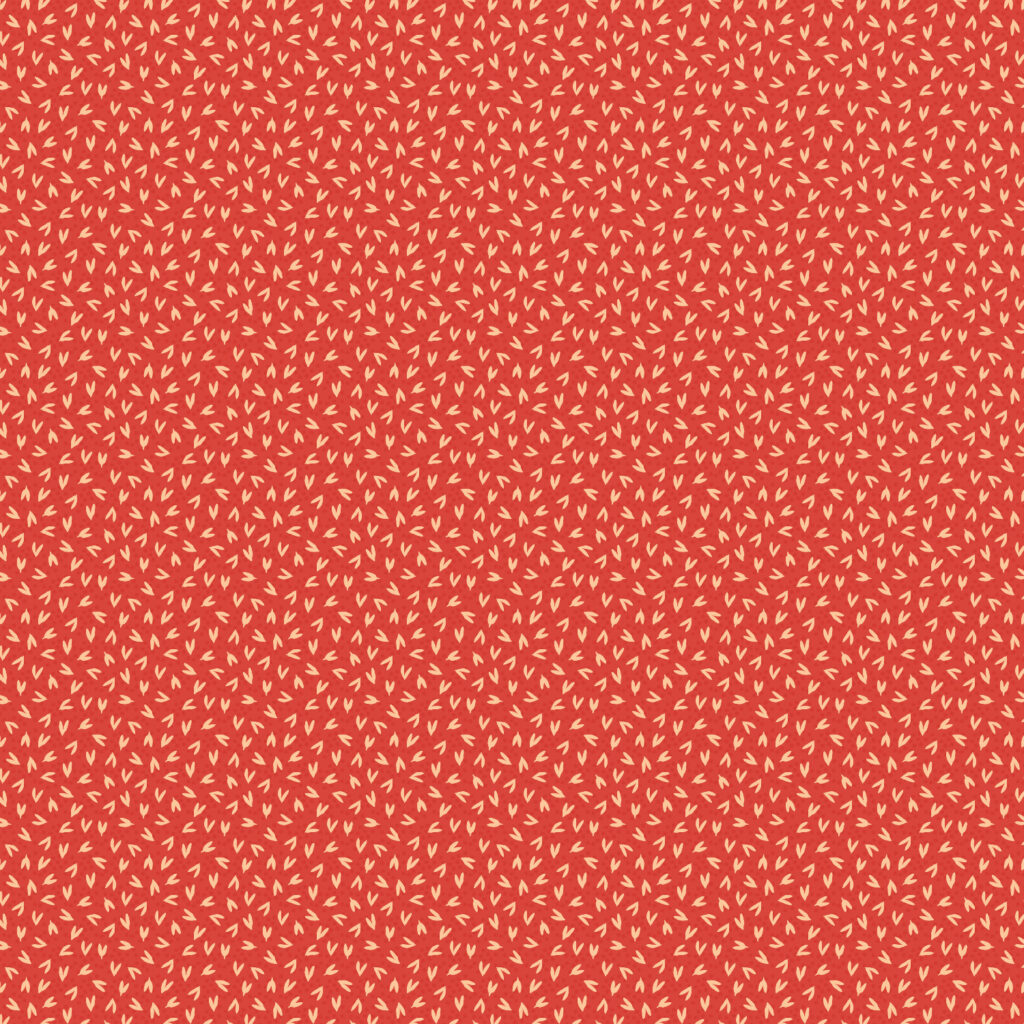 Prairie Cherry red background with cream leaves or hearts