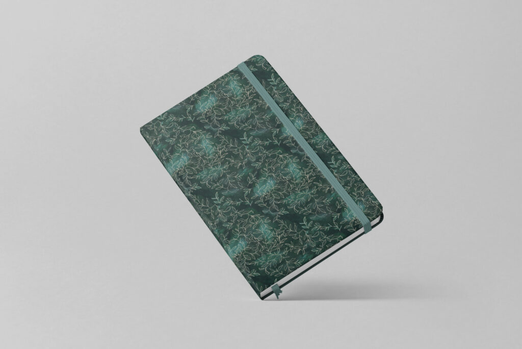 mock up journal green with cream botanical abstract copa floral