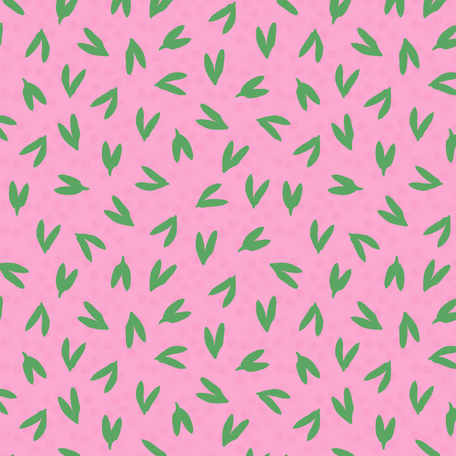 Prairie Cherry pink background with green leaves or hearts